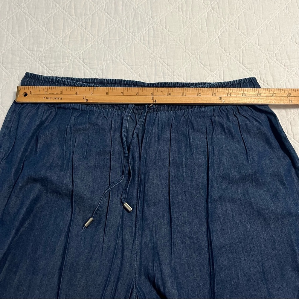Basic Editions Wide Leg Chambray Drawstring Pants - image 4